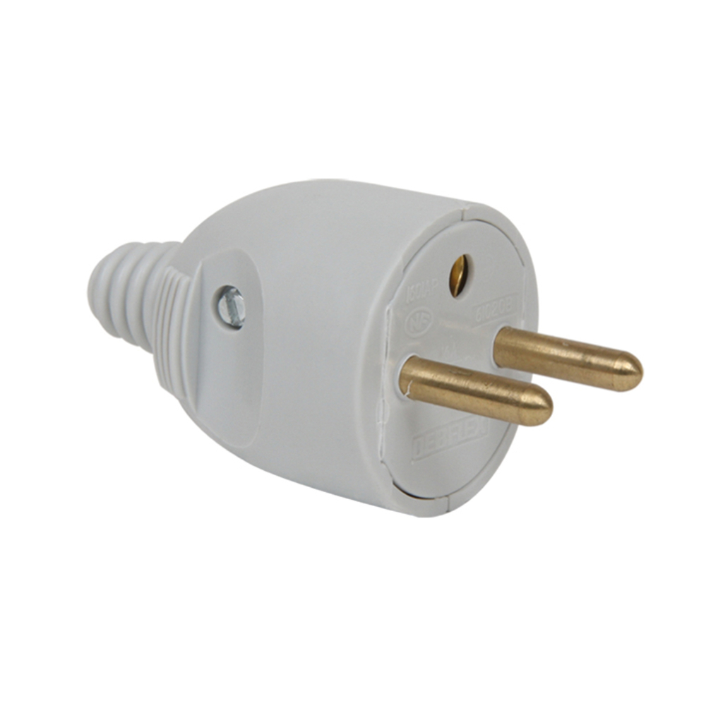 FICHE MALE 2P+T 16A DROITE PORTEFEUILLE GRIS - DEBFLEX - 713380