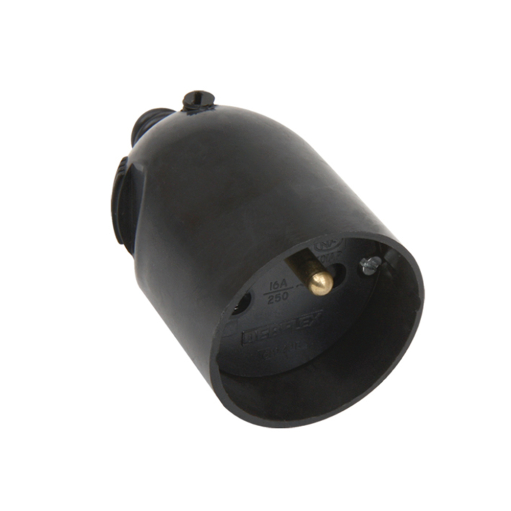 FICHE FEMELLE 2P+T 16A DROITE A COIFFE NOIR - DEBFLEX - 713390