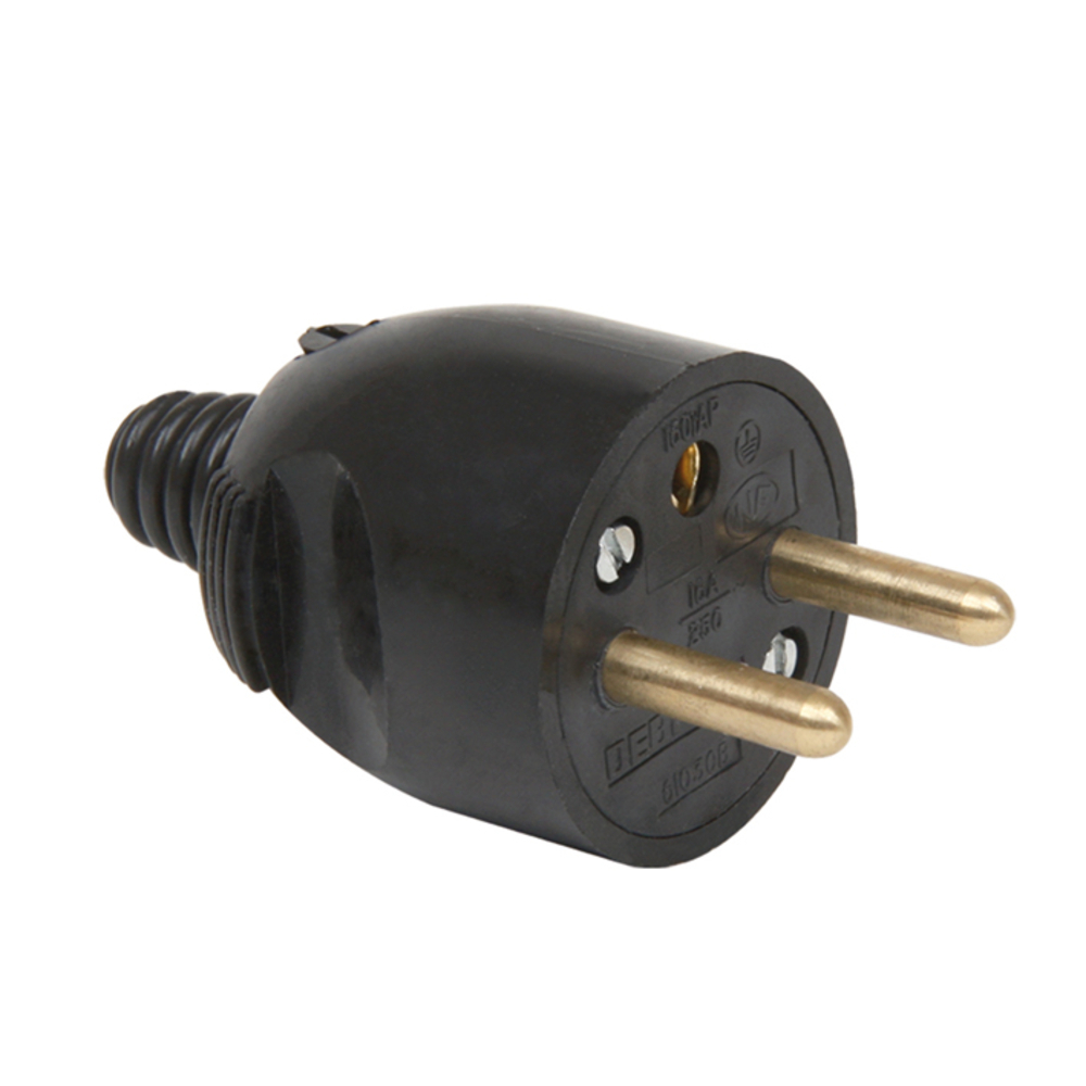 FICHE MALE 2P+T 16A DROITE A COIFFE NOIR - DEBFLEX - 713530