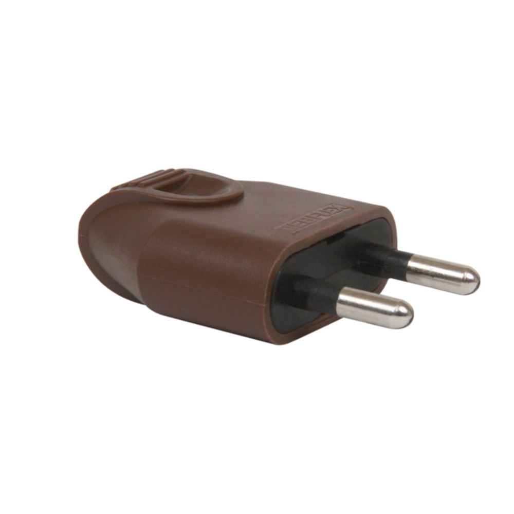 FICHE MALE 2P 6A DROITE A COIFFE MARRON - DEBFLEX - 713600