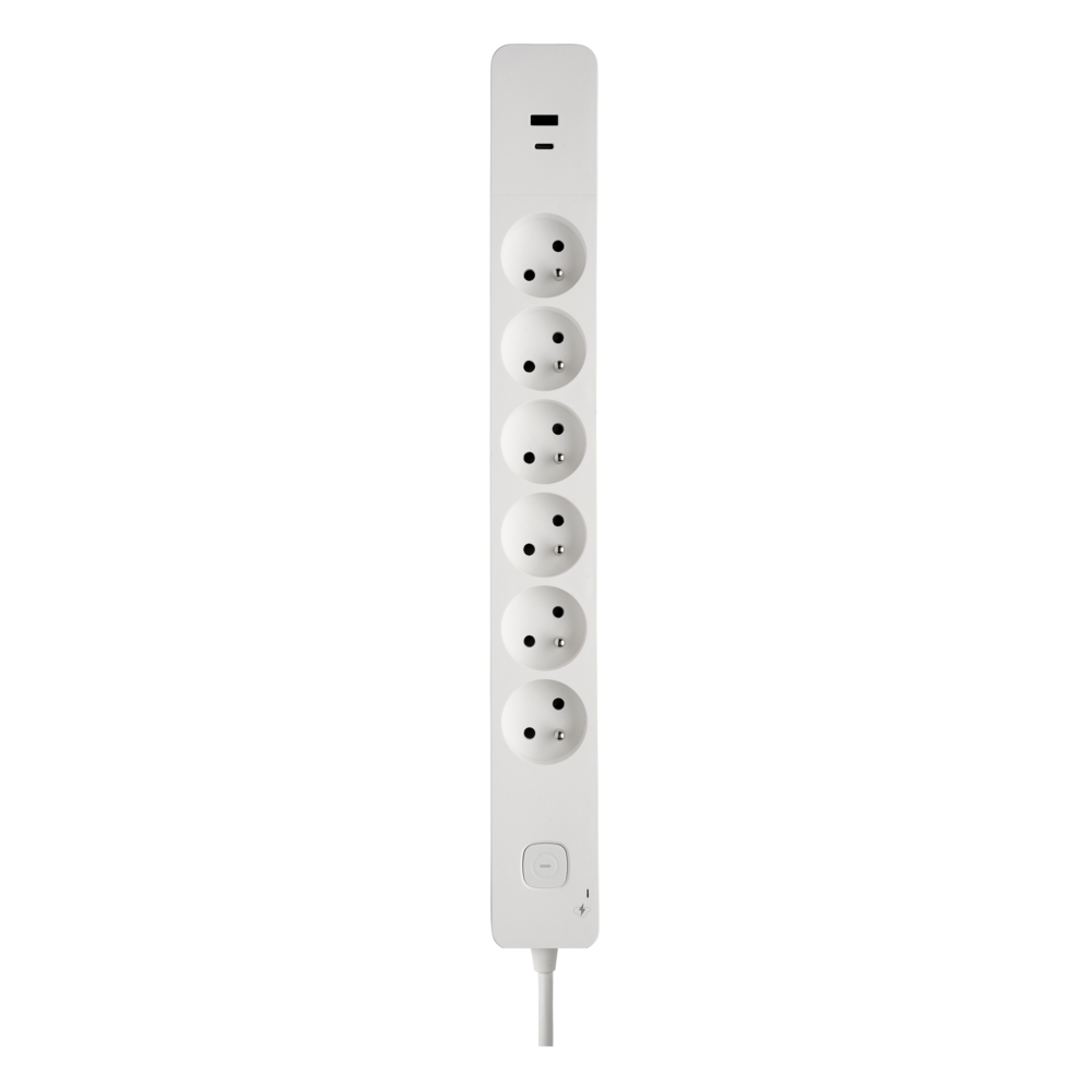 BLOC PARAFOUDRE 6 PRISES 2P+T AVEC INTER + 2USB A+C 3,4A 1,49M BLANC - DEBFLEX - 716227
