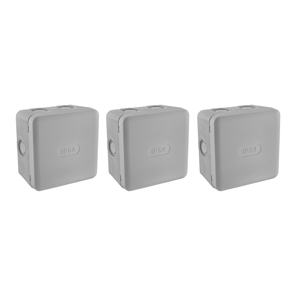 BOITE DE DERIVATION ETANCHE IP54 85X85/P50 GRIS LOT DE 3  - DEBFLEX - 718813