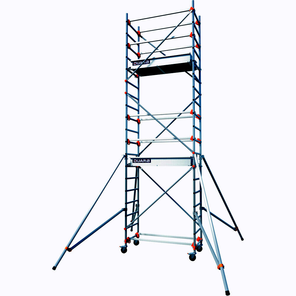 Echafaudage roulant aluminium DUARIB AL135 hauteur travail 4m80 base pliante - 513153