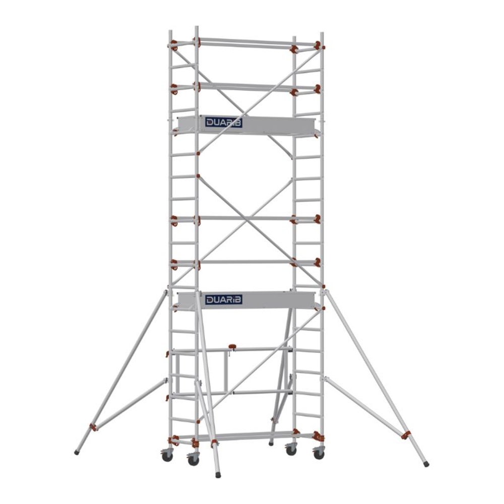 Echafaudage roulant aluminium DUARIB AL165 base pliante + lisse hauteur travail 5,80 m- 613354