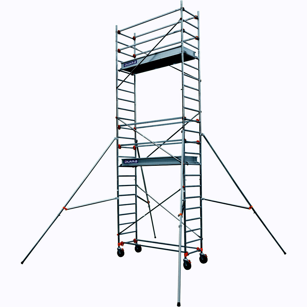 Échafaudage roulant aluminium DUARIB AL205 base standard + lisse hauteur travail 9.90 m  - 513718