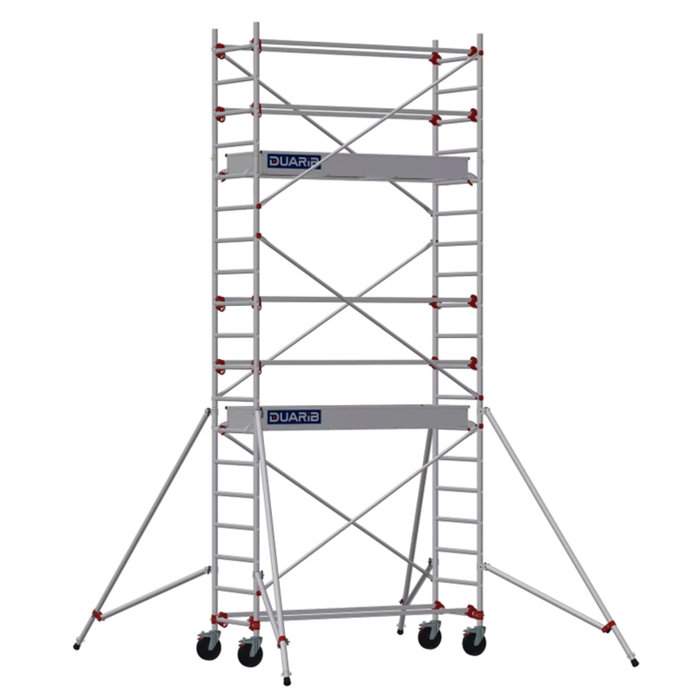 Échafaudage roulant aluminium DUARIB AL205 base standard + Garde corps monobloc hauteur travail 6.90 m  - 613725