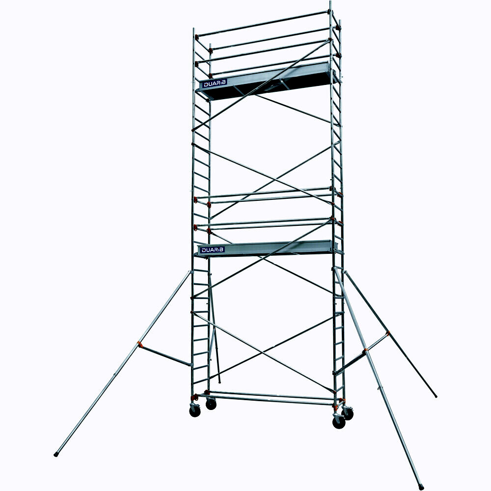 Échafaudage roulant aluminium DUARIB AL255 base standard + garde corps monobloc hauteur travail 4.90 m  - 513823