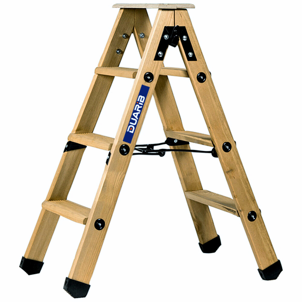 Escabeau double accès bois DUARIB 2x3 marches + tablette - 483603