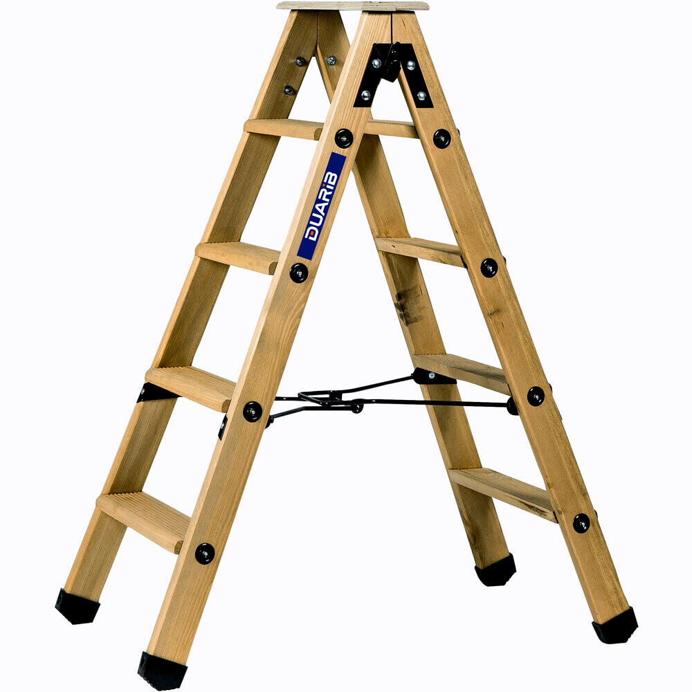 Escabeau double accès bois DUARIB 2x4 marches + tablette - 483604