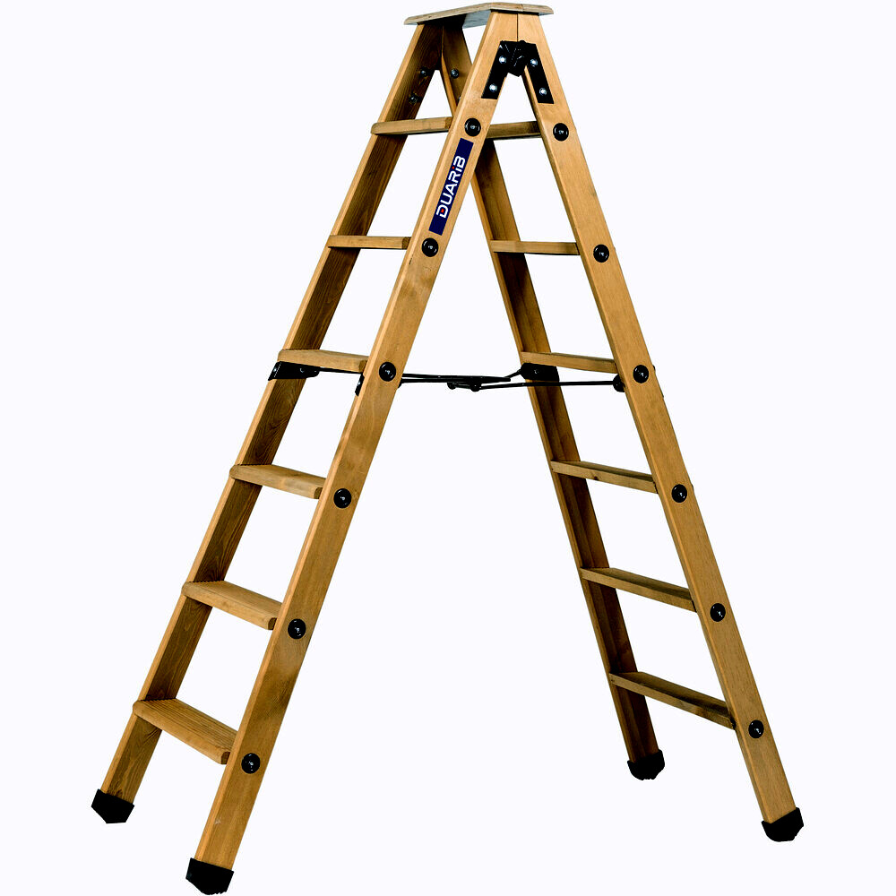 Escabeau bois Double Accès bois 2x6 marches + tablette - DUARIB - 683606