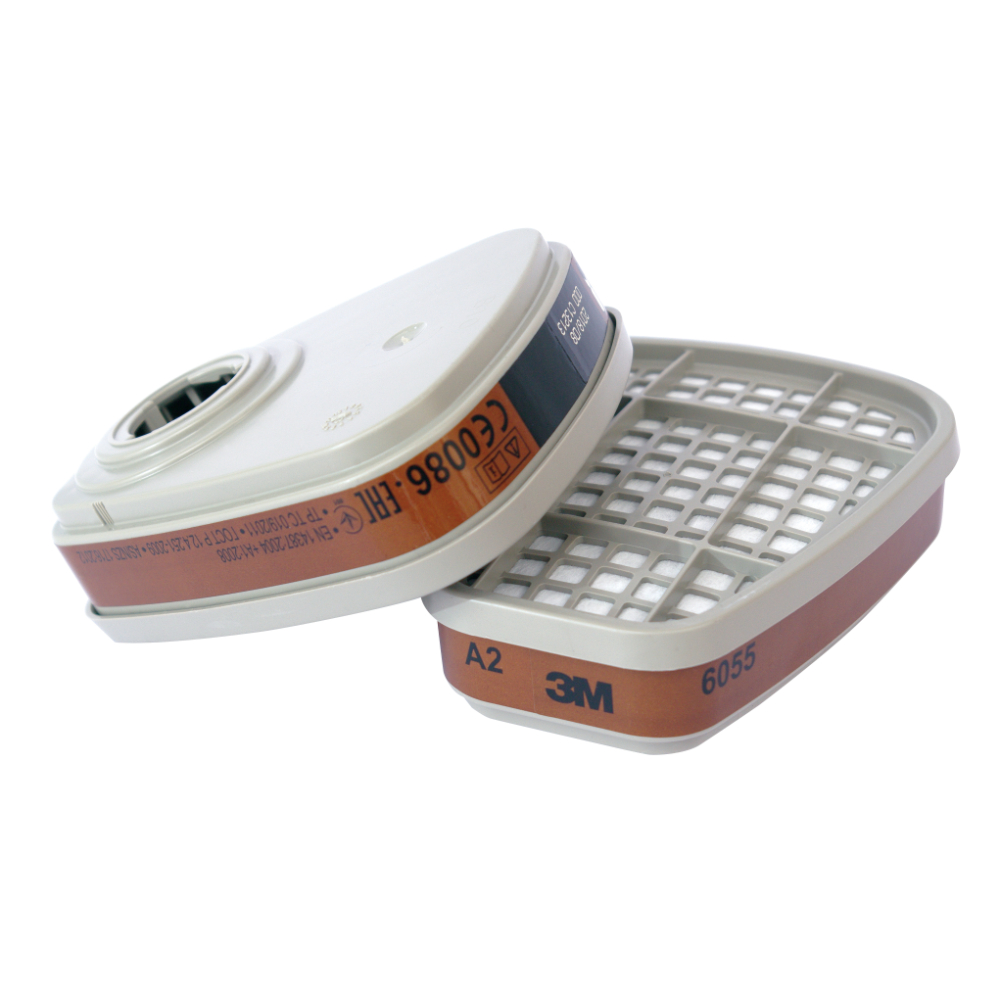 Filtres ANTI-GAZ A2 6055 pour demi masque - 4 paires - 3M - 6055N04 00