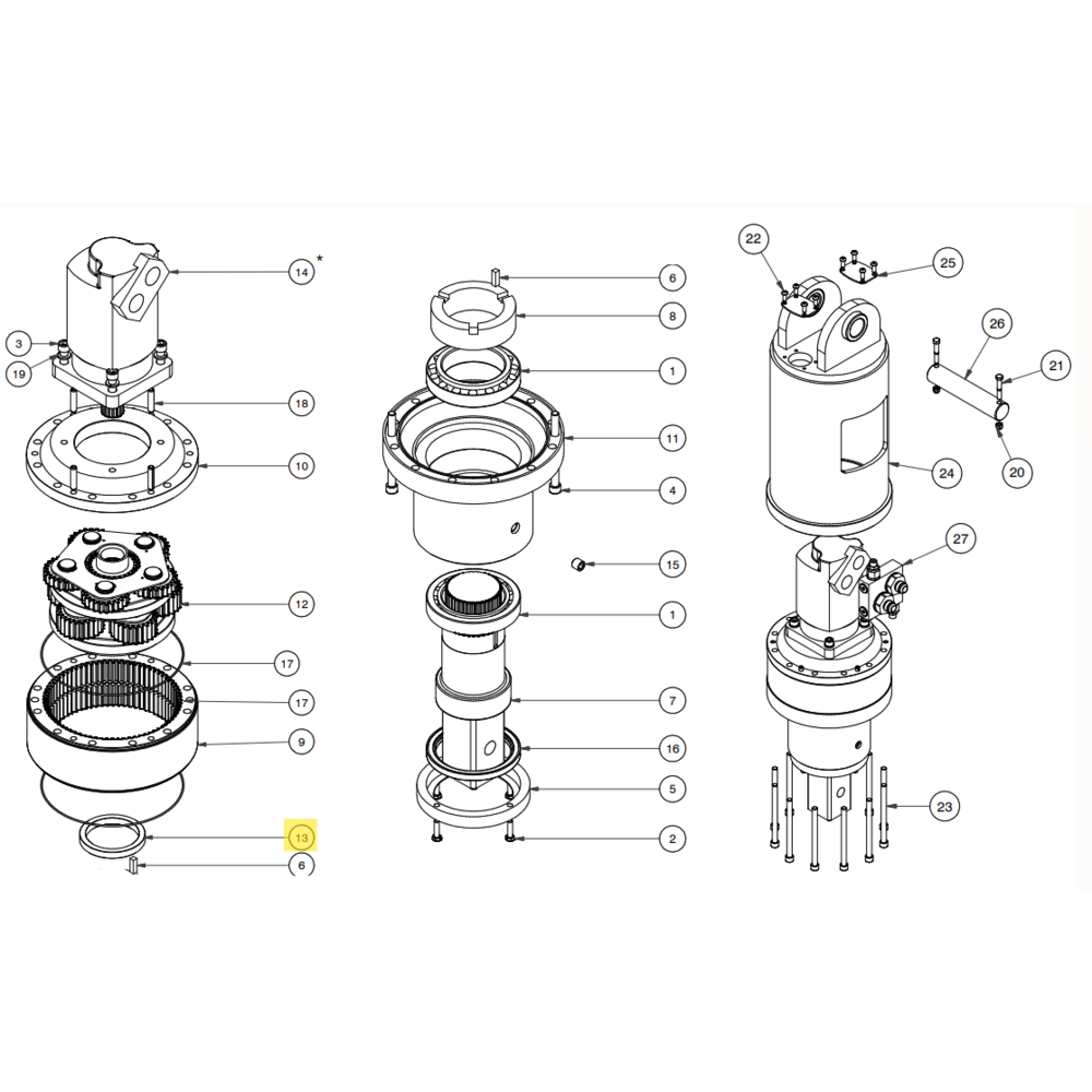 ENTRETOISE DIGGA 13MM POUR MOTOREDUCTEURS PD15 / PD18 / PD22