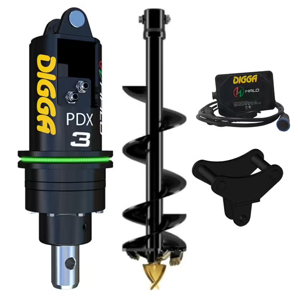 PACK DIGGA TARIERE HYDRAULIQUE PDXH3-2 AVEC HALO- VRILLE 150MM ET SUSPENSION