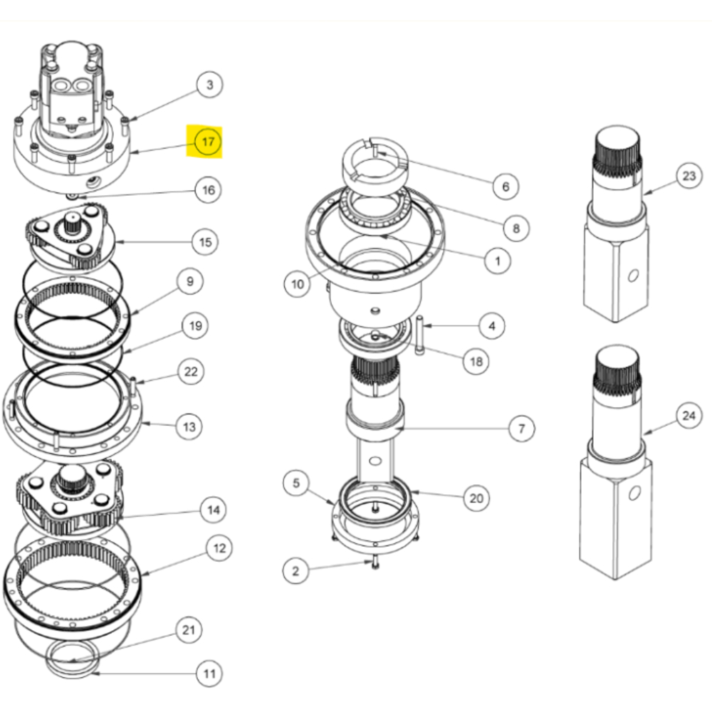 MOTEUR HYDRAULIQUE DIGGA POUR MOTOREDUCTEUR PD22 MO-000109