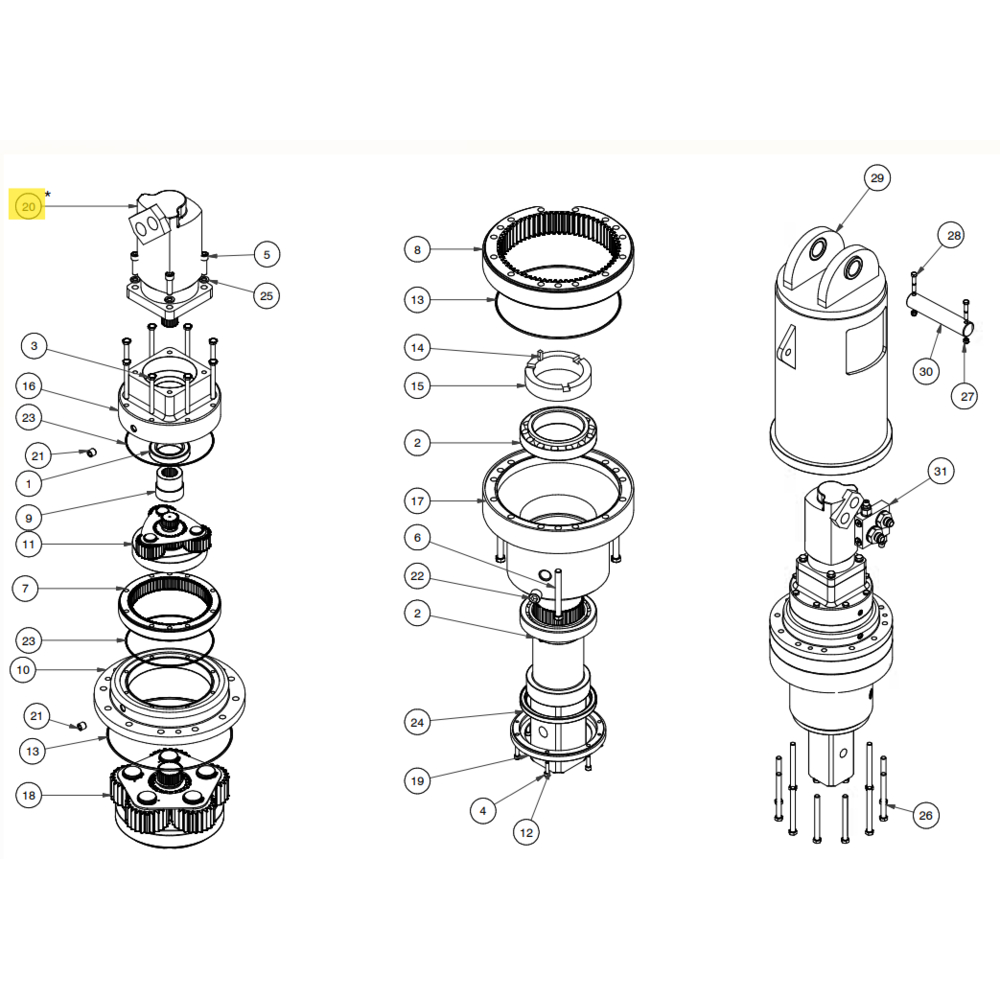 MOTEUR HYDRAULIQUE DIGGA POUR MOTOREDUCTEUR PD25 / PD30 AVANT OCTOBRE 2012