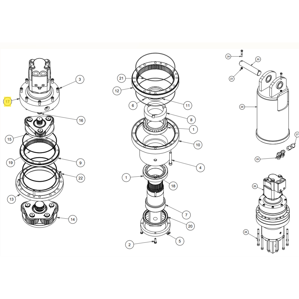 MOTEUR HYDRAULIQUE DIGGA POUR MOTOREDUCTEUR PD15 / PD18 / PD22 APRES AVRIL 2011
