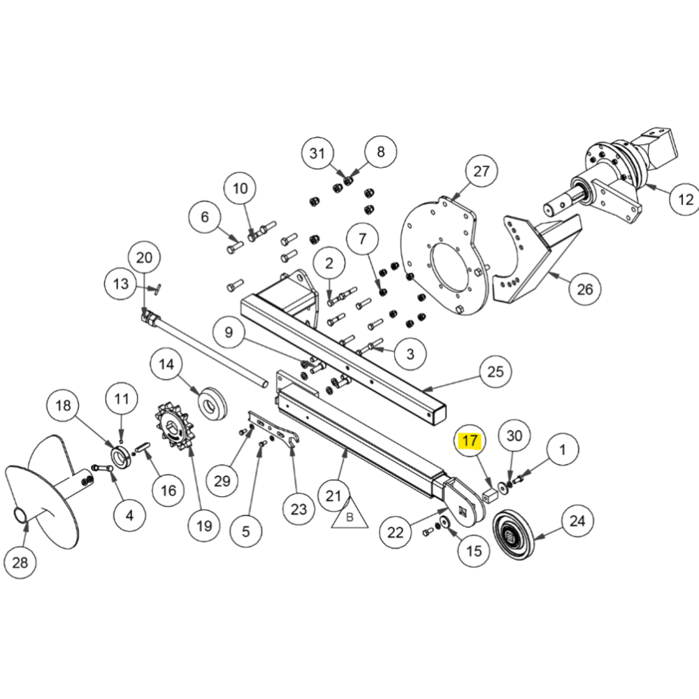 AXE CARRE NEZ DE TRANCHEUSE DIGGA MINI BIGFOOT