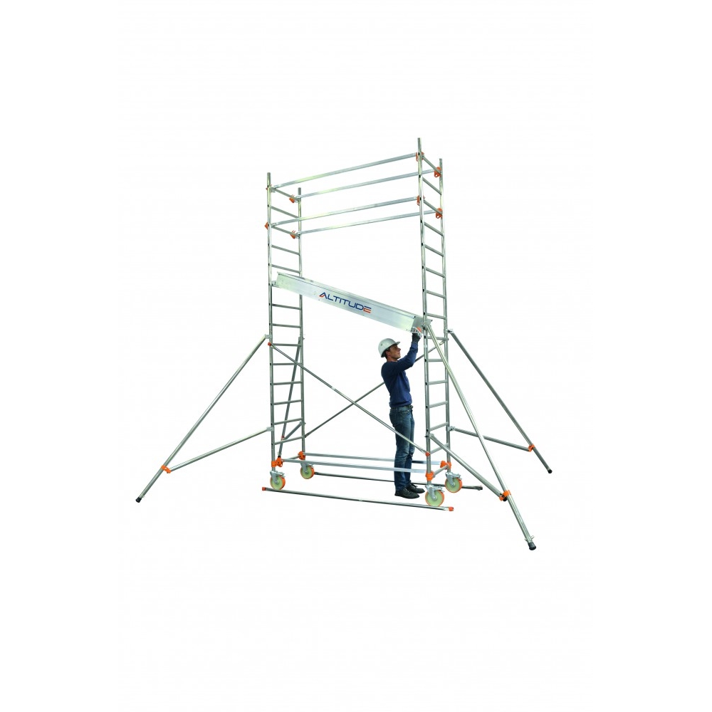 Echafaudage roulant aluminium DUARIB AL165 base standard + Garde corps monoblocs hauteur travail 6m80 - 513325