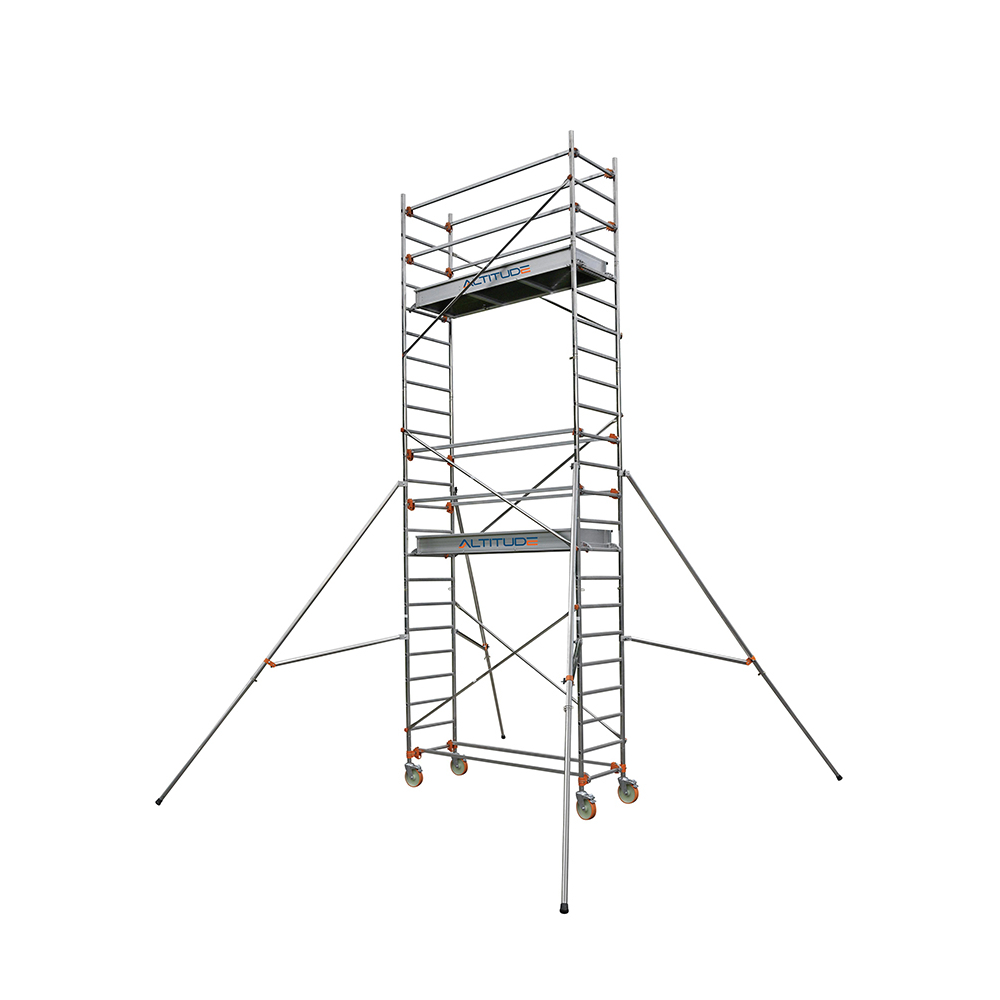 Échafaudage roulant aluminium DUARIB AL205 base standard + lisse + plancher mod. hauteur travail 3.90 m  - 513732