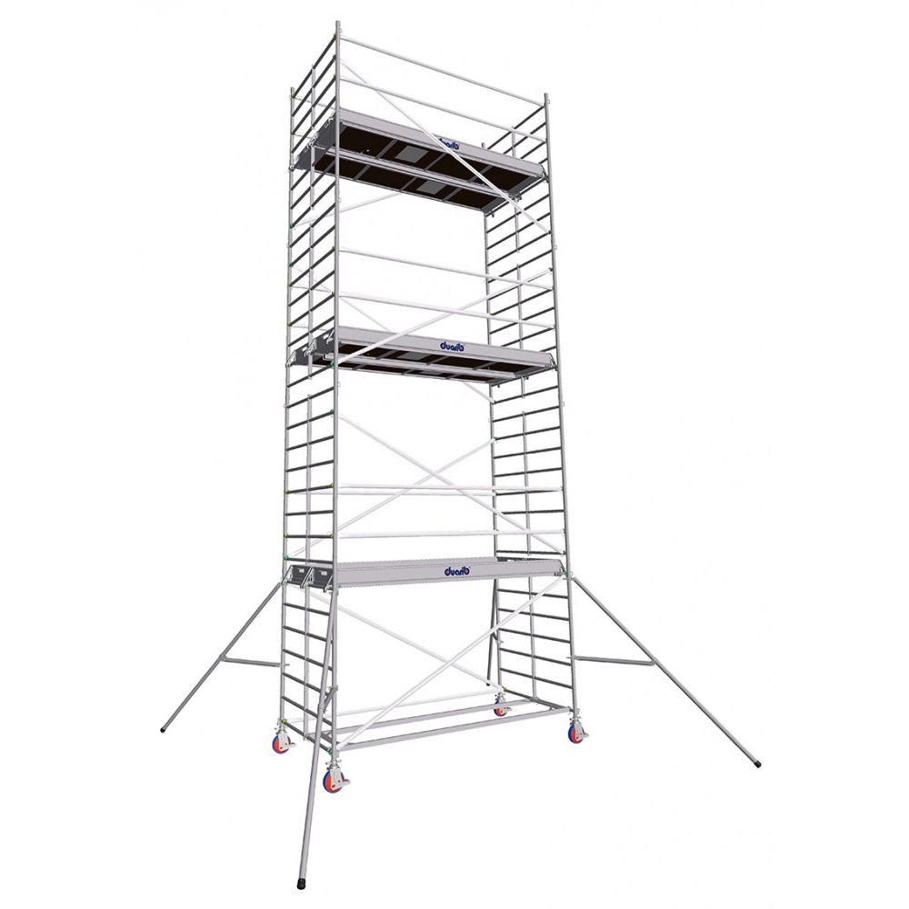 Echafaudage roulant aluminium DUARIB Docker2 150 295 hauteur travail 11,90 m lisses/sous-lisses  - 7230100