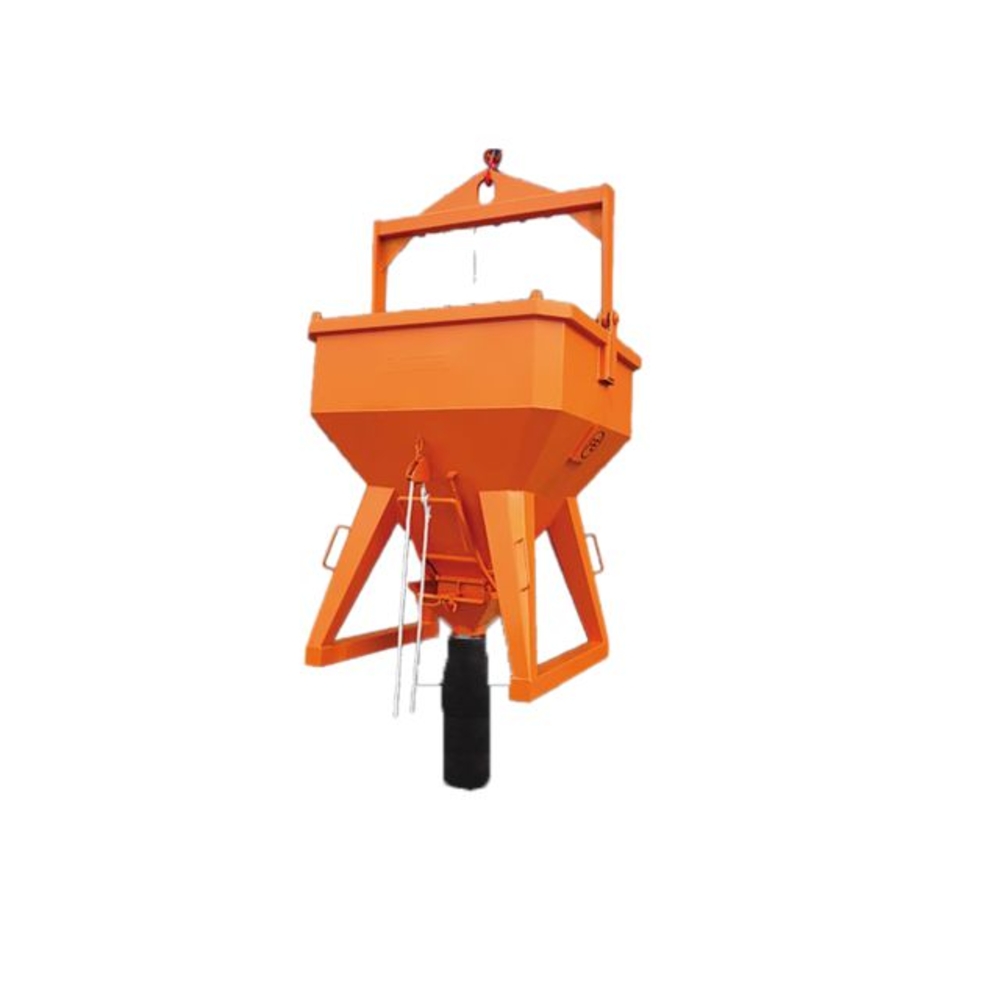 Benne à béton à tuyau 1500L droite déclenchement à corde EICHINGER 1034.14
