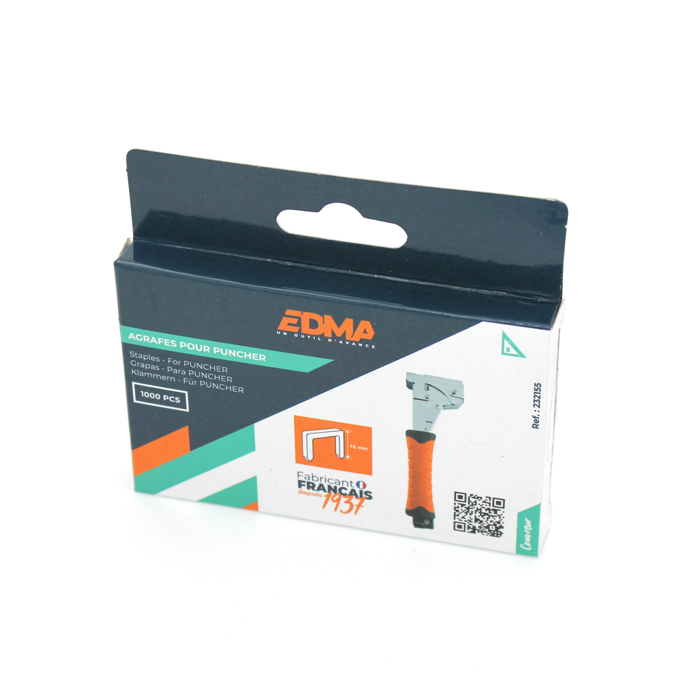 AGRAFE POUR PUNCHER - 10 MM x 1000 pcs - EDMA - 232155
