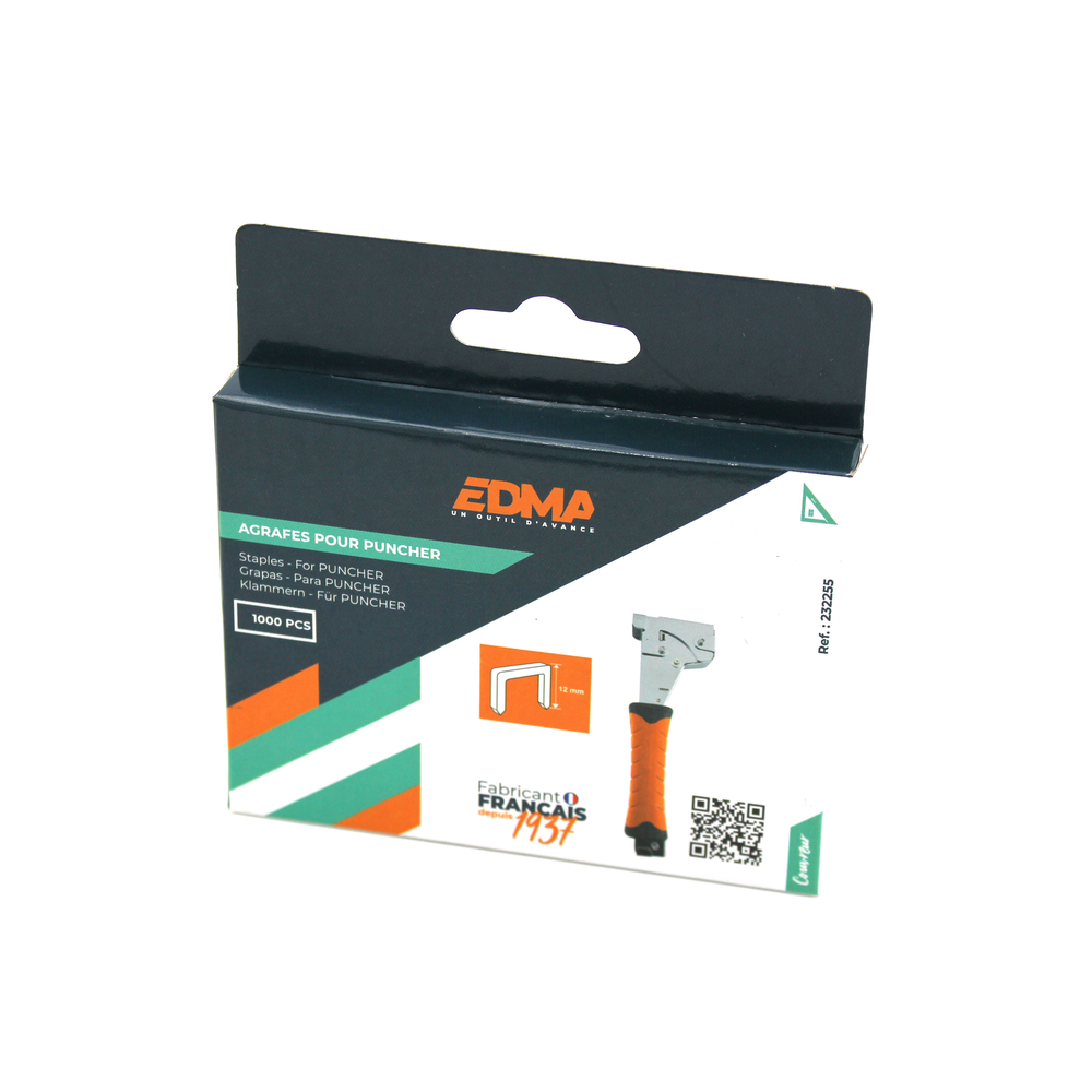 AGRAFE POUR PUNCHER - 12 MM x 1000 pcs - EDMA - 232255