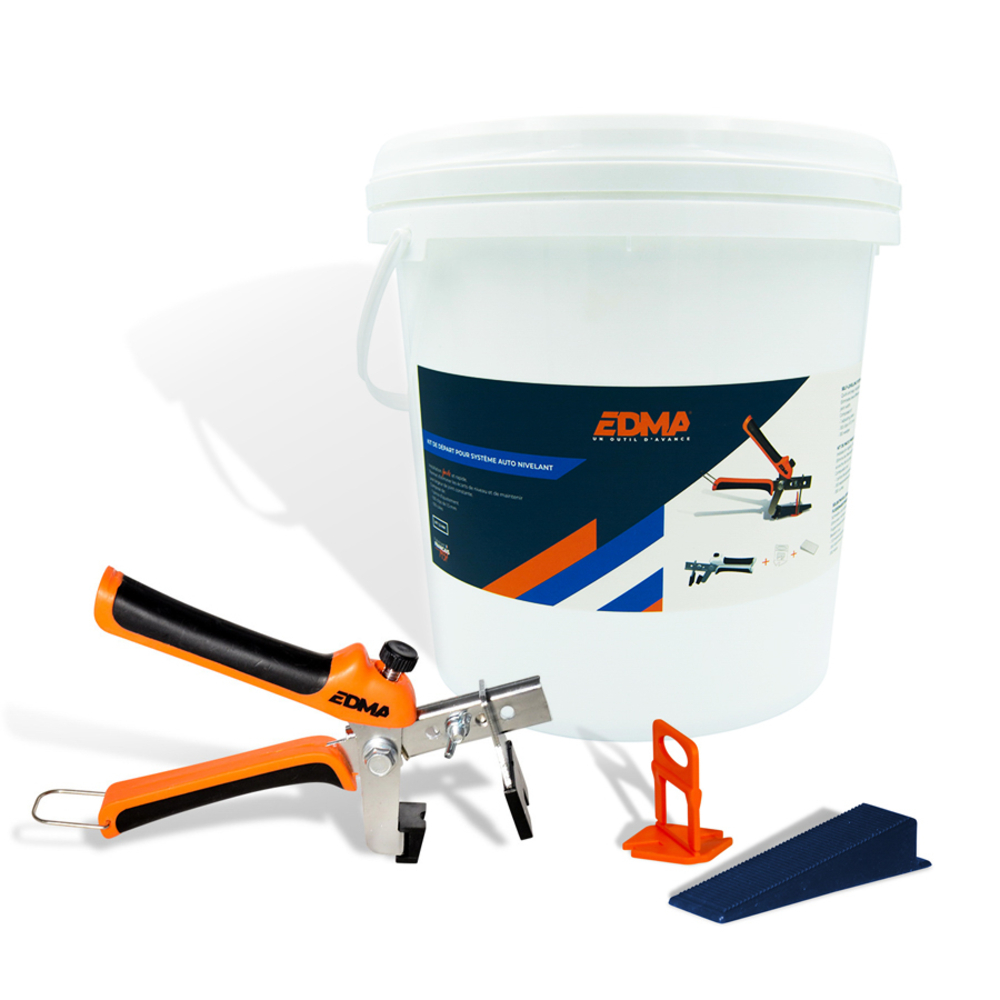 EDMALEVEL SYSTÈME AUTO NIVELANT - Kit de départ 100 pcs - 2 mm - EDMA - 259355