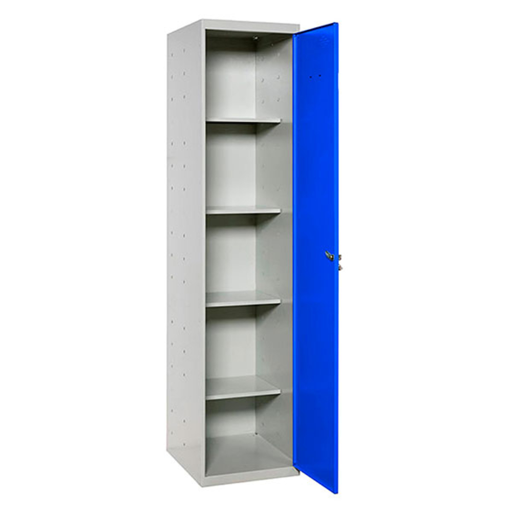 Vestiaire métallique monté 1800x400x400 - 4 niveaux Gris/Bleu - SIMON RACK - 8425437067679