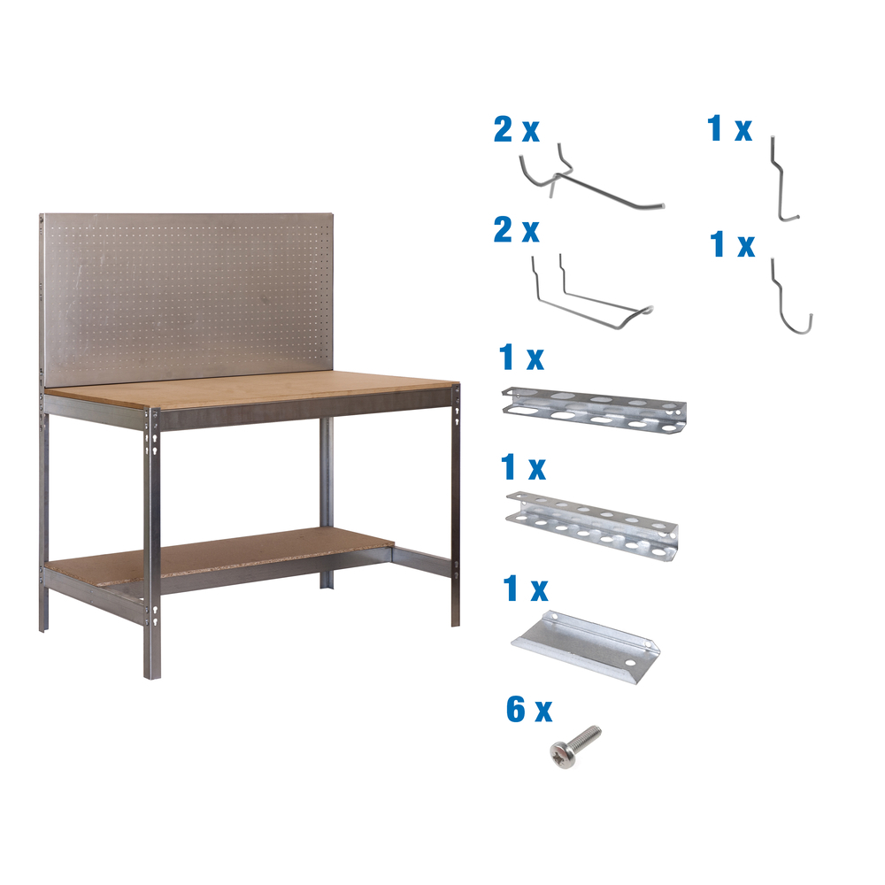 Kit établi Bricolage - 1445x1510x610 - Galvanisé - SIMON RACK - 8425437072444