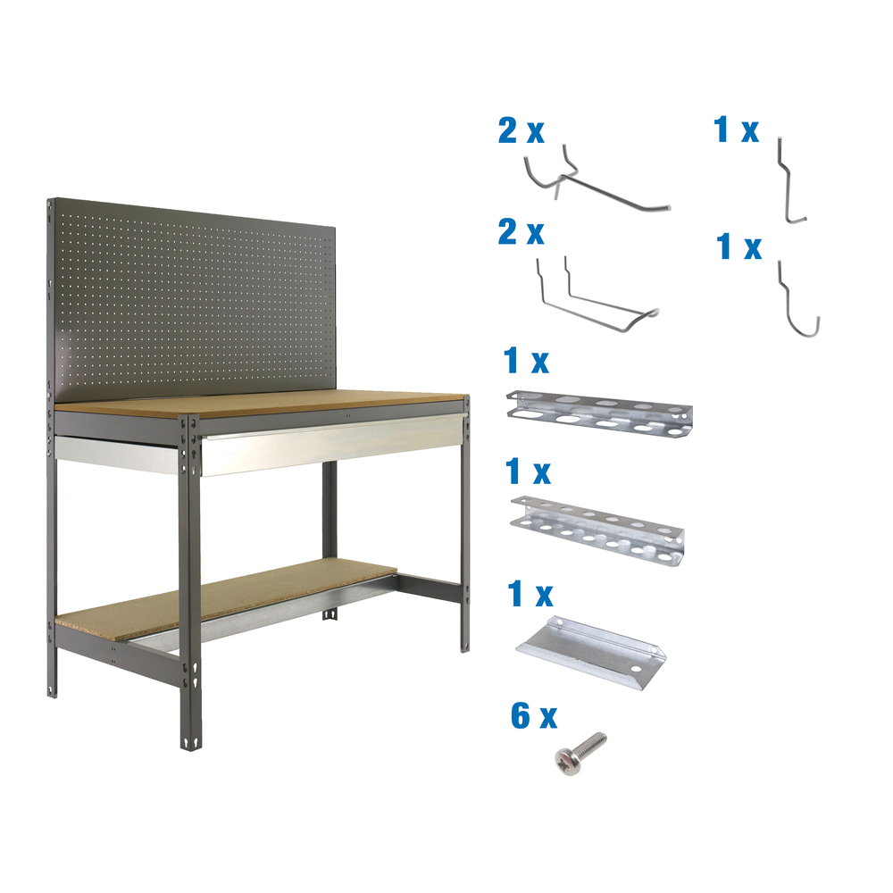 Kit établi Bricolage - 1445x1510x610 - Gris - SIMON RACK - 8425437072529