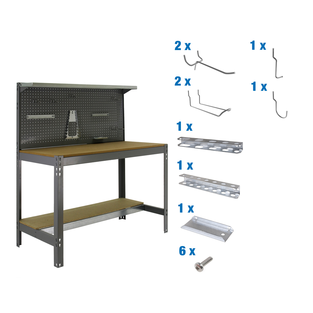 Kit établi Bricolage - 1445x1510x610 - Gris - SIMON RACK - 8425437072673