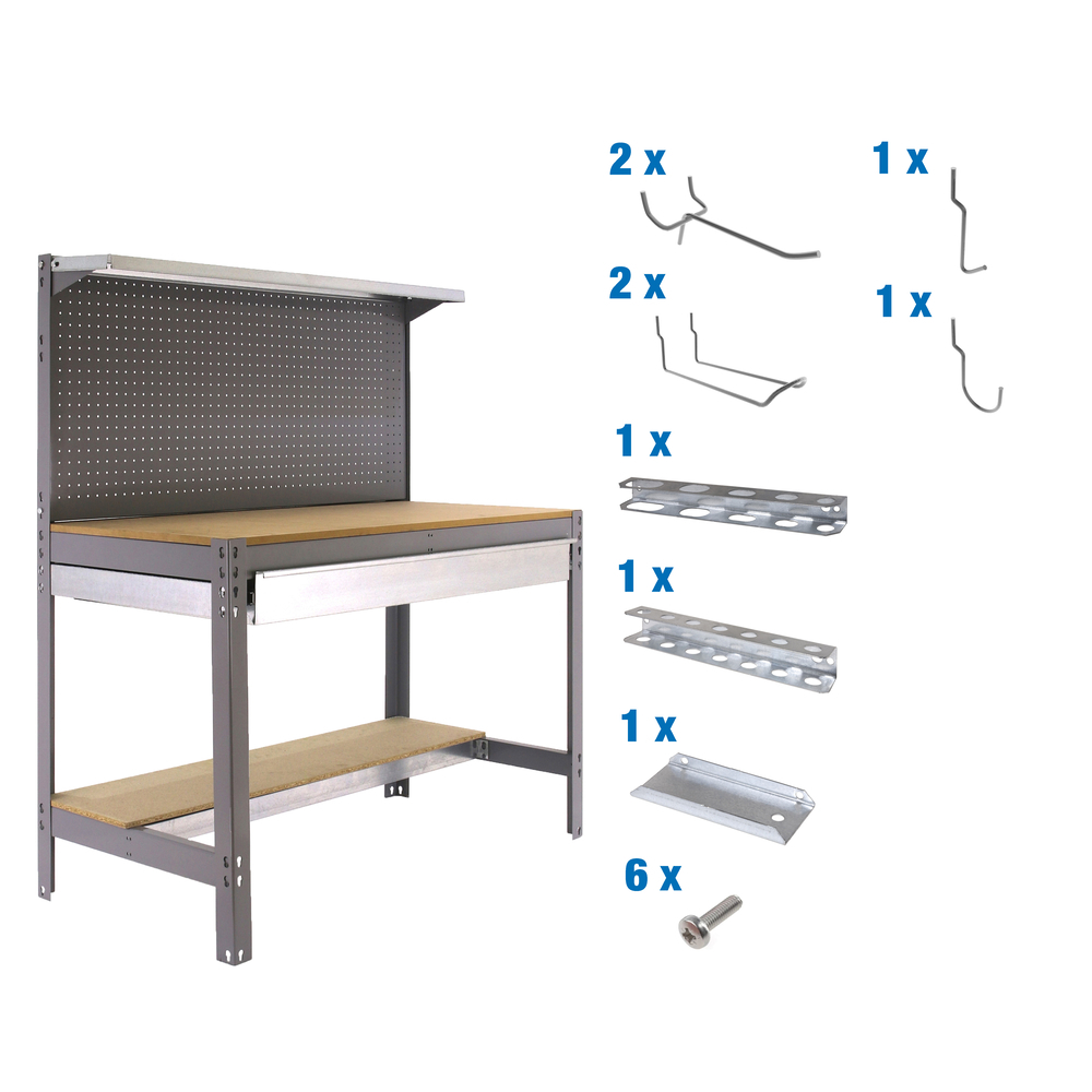Kit établi Bricolage - 1445x1510x610 - Gris - SIMON RACK - 8425437072765