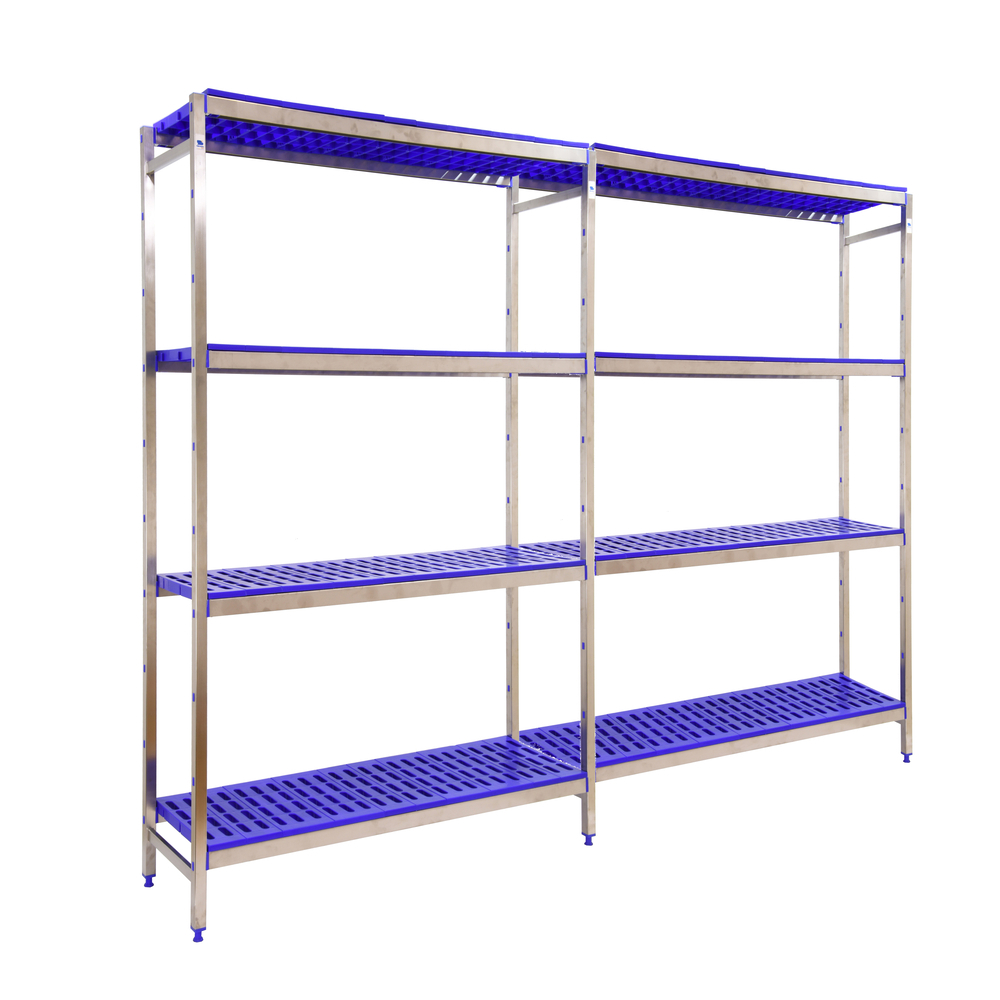Rayonnage métal inox charge légère 1600x3290x400 - 4 niveaux - SIMON RACK - 8425437075117