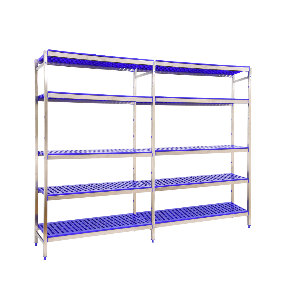 Rayonnage métal inox charge légère 2000x3290x500 - 5 niveaux - SIMON RACK - 8425437075285