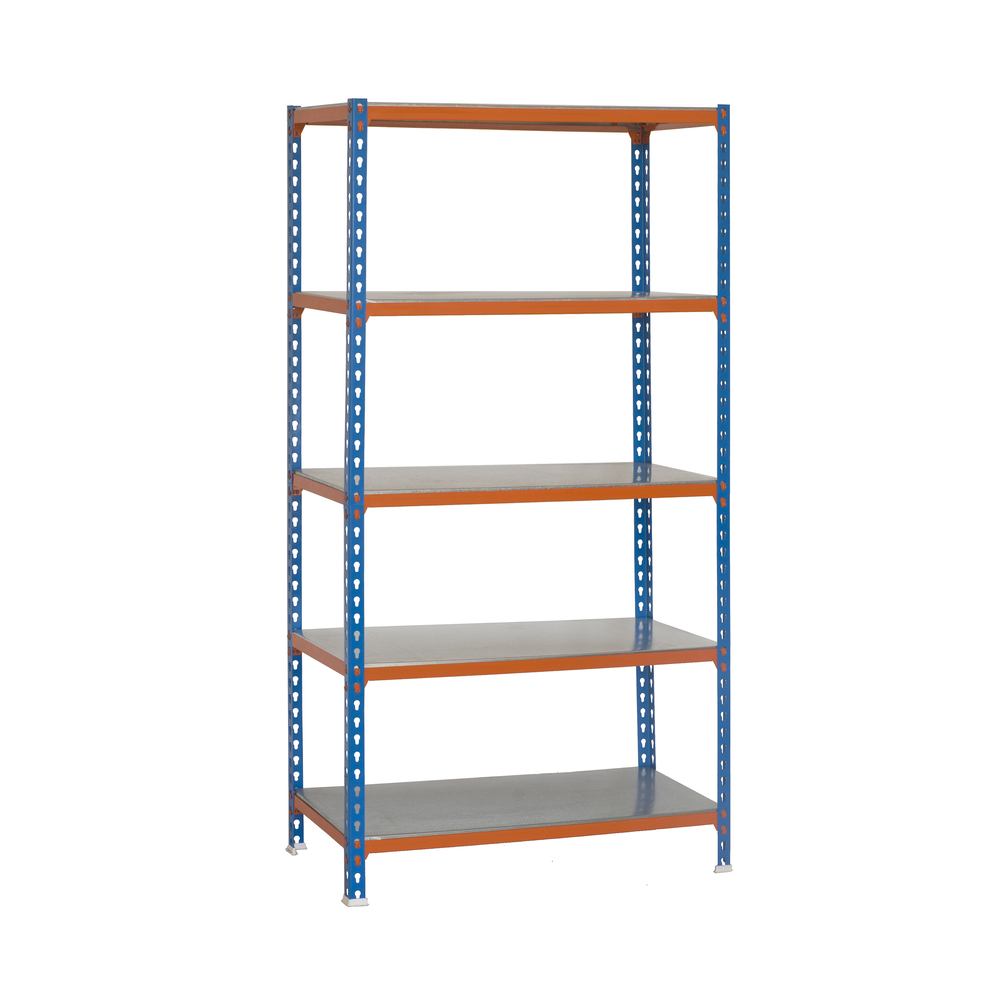 Rayonnage métallique léger sans vis 2000x1100x300 - 5 niveaux Bleu/Orange - SIMON RACK - 8425437076497