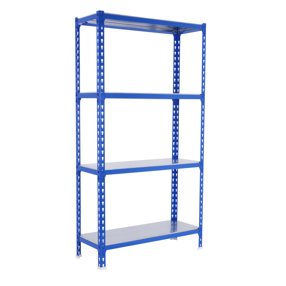 Rayonnage métallique léger sans vis 1500x1200x300 - 4 niveaux Bleu - SIMON RACK - 8425437076695