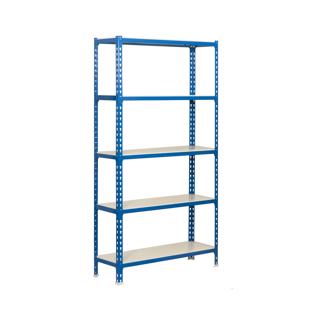 Rayonnage métallique léger sans vis 2000x1200x300 - 5 niveaux Bleu/Blanc - SIMON RACK - 8425437076831