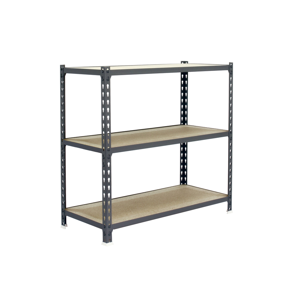 Rayonnage bois-métal léger sans vis 900x1200x300 - 3 niveaux Gris/Bois - SIMON RACK - 8425437077203
