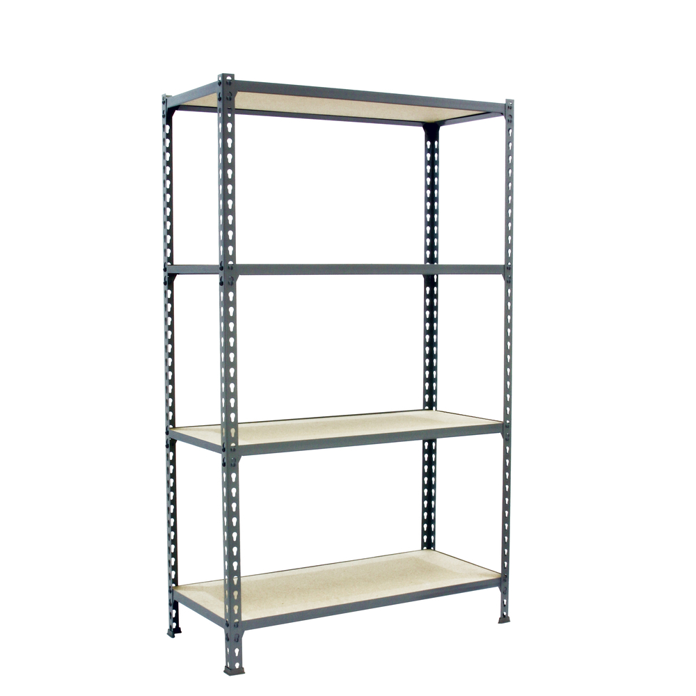 Rayonnage bois-métal léger sans vis 1500x1200x400 - 4 niveaux Gris/Bois - SIMON RACK - 8425437077401