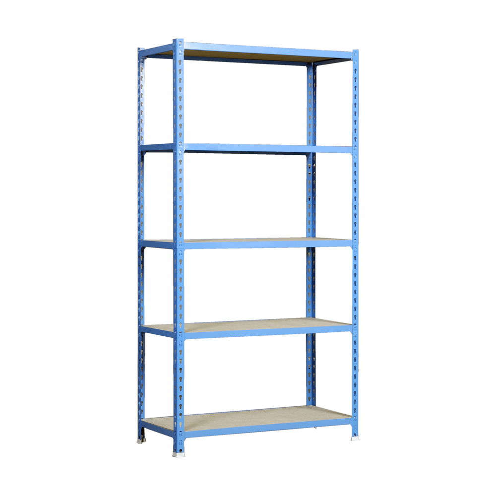 Rayonnage bois-métal léger sans vis 2000x1200x300 - 5 niveaux Bleu/Bois - SIMON RACK - 8425437077463
