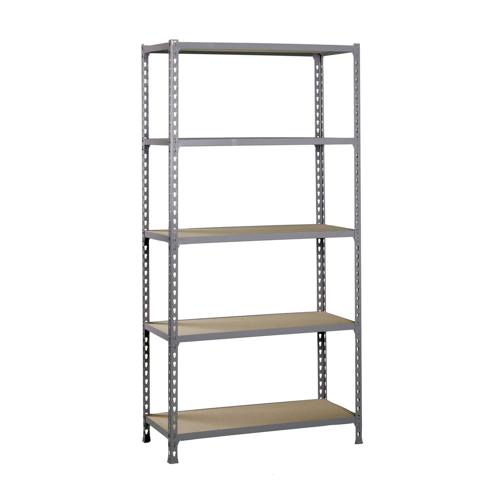Rayonnage bois-métal léger sans vis 2000x1200x400 - 5 niveaux Gris/Bois - SIMON RACK - 8425437077555