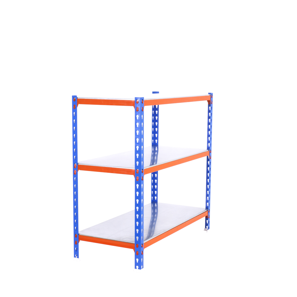 Rayonnage métallique léger sans vis 1000x1100x300 - 3 niveaux Bleu/Orange - SIMON RACK - 8425437085451