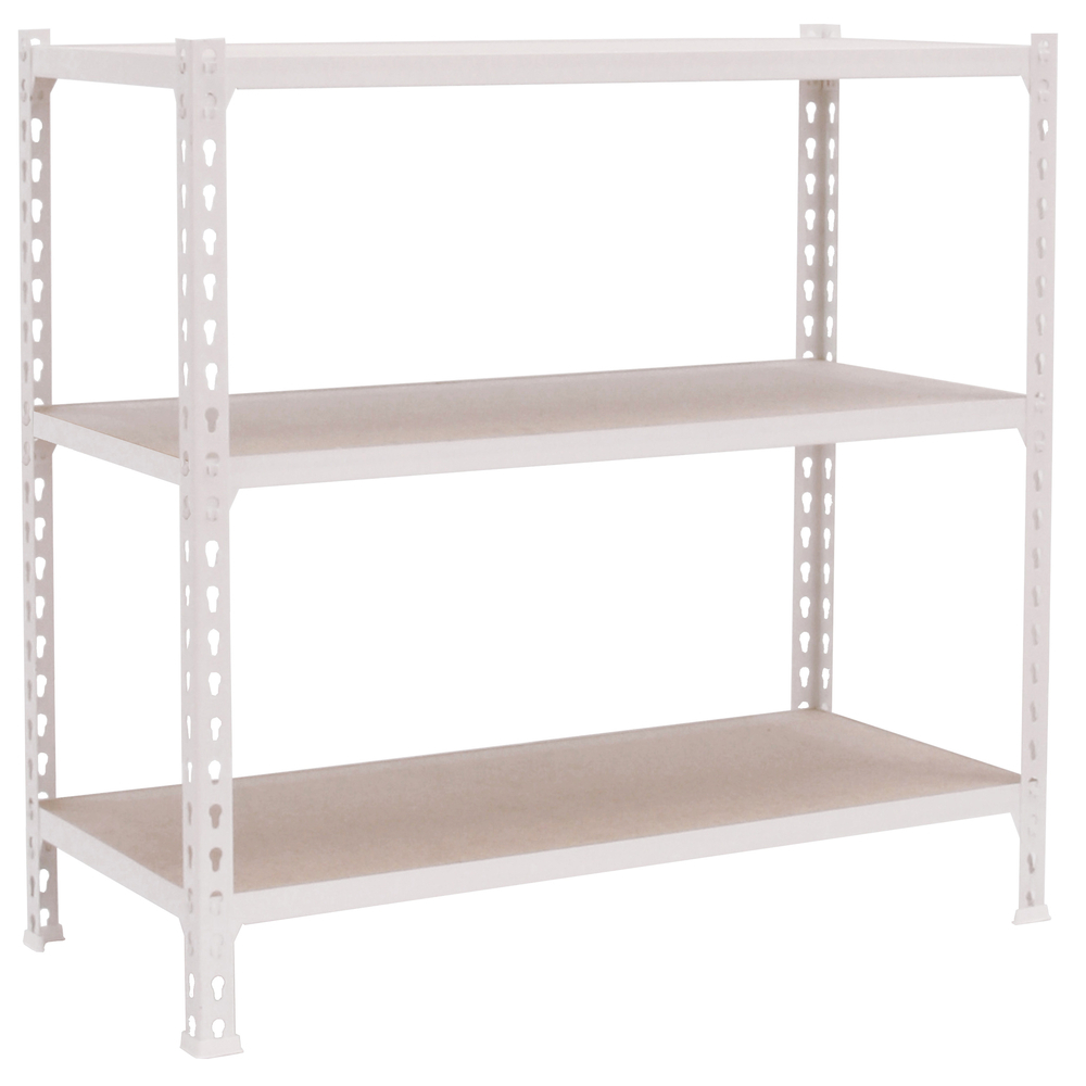 Rayonnage bois-métal léger sans vis 1000x1100x300 - 3 niveaux Blanc/Bois - SIMON RACK - 8425437086052