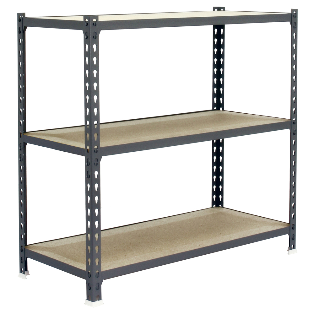 Rayonnage bois-métal léger sans vis 1000x1100x300 - 3 niveaux Gris/Bois - SIMON RACK - 8425437086076