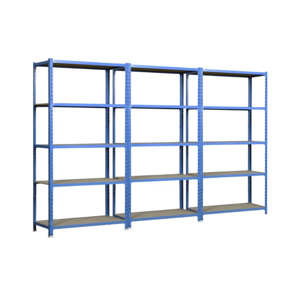 Rayonnage métallique léger sans vis 2000x1000x400 - 5 niveaux Bleu/Bois - SIMON RACK - 8425437088605