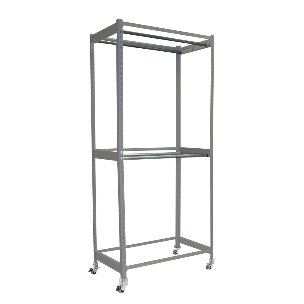 Rayonnage pour vêtements 2075x900x750 - 2 niveaux Gris - SIMON RACK - 8425437093012
