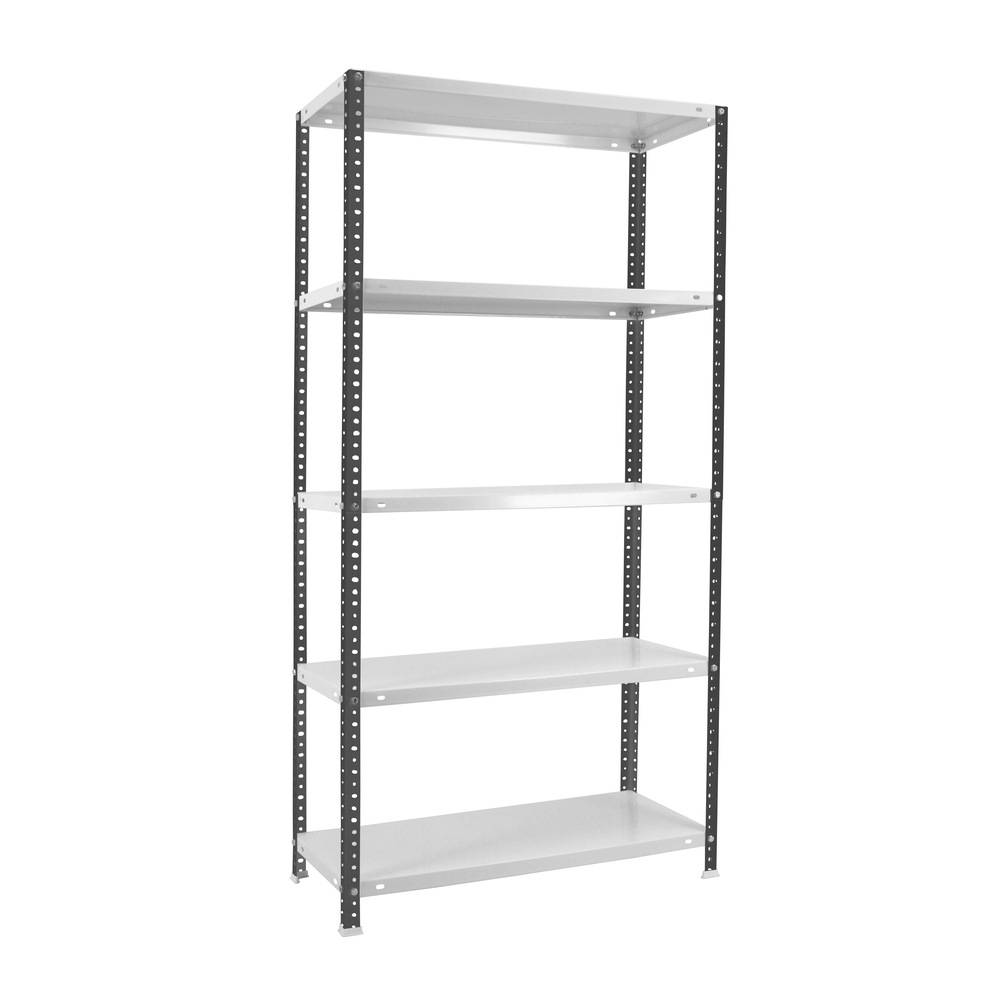 Rayonnage métallique léger à vis 1800x900x500 - 5 niveaux Anthracite/Blanc - SIMON RACK - 8425437096396