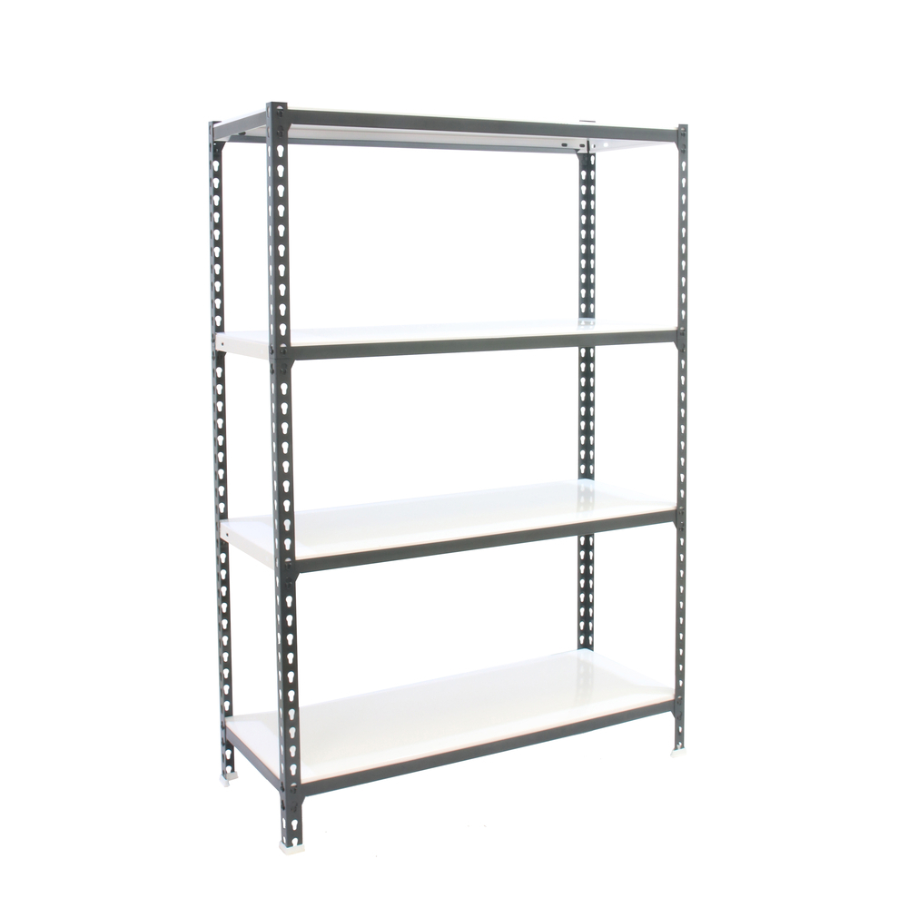 Rayonnage métallique léger sans vis 1500x800x300 - 4 niveaux Anthracite/Blanc - SIMON RACK - 8425437097492
