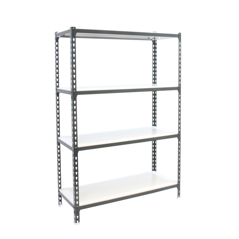 Rayonnage métallique léger sans vis 1500x1200x500 - 4 niveaux Anthracite/Blanc - SIMON RACK - 8425437098697